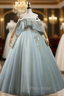 Gray Green Tulle Off the Shoulder Appliques Quinceanera Dresses