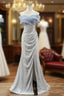 Gray Mermaid Sequins Pearls Off the Shoulder Formal Prom Dresses