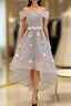 Gray Off the Shoulder Flower Formal Prom Dresses