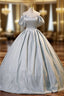 Gray Satin Off the Shoulder Quinceanera Dresses