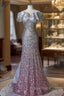 Gray Sequins Off the Shoulder Bow Formal Prom Dresses