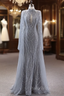 Gray Sheath Sequins Beading Formal Prom Dresses