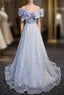 Gray Spaghetti Straps Tulle Sequins Beading Formal Prom Dresses