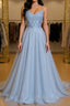Gray tulle lace long Formal Prom dress gray tulle formal dress