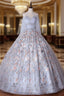 Gray Tulle Sequins Beading Pleats Quinceanera Dresses