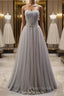 Gray Tulle Sweetheart Beading Formal Prom Dresses