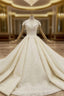 Great Choice Champagne Ball Gown Sequins Cap Sleeve Beading Wedding Dresses