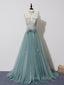 Green A Line Lace Long Formal Prom Dresses, A Line Green Lace Long Formal Evening Dresses