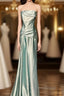 Green Bodycon Dresses Strapless Satin Long Formal Prom Dresses Simple Evening Dresses
