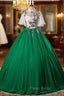 Green Chiffon High Neck Sequins Backless Quinceanera Dresses