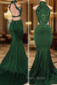 Green lace mermaid Formal Prom Dresses, green evening Dresses