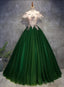 Green Tulle Ball Gown with Lace Off Shoulder Sweet 16 Dress, Ball Gown Party Dress Formal Dress