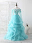 Green Tulle Lace Applique Long Prom Dress Green Graduation Dresses