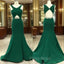 Green V Neck Mermaid Long Formal Prom Dresses, Green Evening Dresses For Teens
