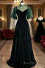 Green Velvet Long A-Line Formal Prom Dresses Formal Dresses