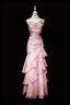 Green/Champagne Vintage Elegant Long Lace Ruffle Formal Prom Dresses Formal Evening Dresses