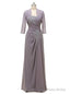 Grey One Shoulder Chiffon With Jacket Mother Of The Bride Dresses