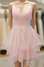 Homecoming Dresses Simple Pink Tulle Short Pink Cocktail Dresses