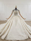 Ivory Ball Gown Tulle Sequins Short Sleeve Backless Beading Wedding Dress