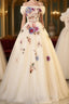 Ivory Ball Gown With Flowers Sweetheart Formal Dresses, Lovely Sweet 16 Dresses Party Dresses