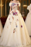 Ivory Ball Gown With Flowers Sweetheart Formal Dresses, Lovely Sweet 16 Dresses Party Dresses