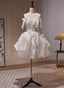 Ivory Chiffon with Lace Straps Short Party Dress, Ivory Graduation Dress Formal Dress