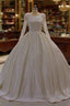 Ivory Long Sleevess Jewel Ruffless Flowers Bedaings Wedding dress