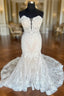 Ivory Strapless Floral Lace Trumpet Long Bridal Gown Wedding Dresses
