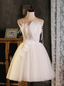 Ivory Tulle Spaghetti Straps Pleats Homecoming Dress