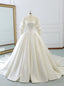 Ivory White Ball Gown Satin Off The Shoulder Puff Sleeve Wedding Dress