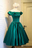 Cute Satin Short Prom Dress, Green A-Line Homecoming Dress