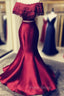 Lace Off Shoulder Mermaid Two Piece Formal Prom Dresses
