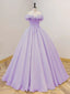Lavender A-Line Off Shoulder Long Prom Dresses Purple Dress