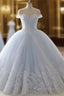 Light Blue Princess Ball Gown Sweet 16 Gown, Tulle Formal Dresses With Lace Applique