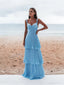 Light Blue Straps Chiffon Sweetheart Low Back Pary Dresses, Light Blue Long Formal Prom Dresses