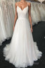 Light champagne tulle long Formal Prom dress, champagne tulle evening dress