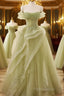 Light Green Sweetheart Beaded Off Shoulder Party Dresses, Light Green Tulle Formal Prom Dresses