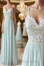 Light green tulle lace long Formal Prom dress, green evening dress