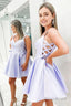 Light Purple A Line Straps Homecoming Dress