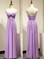 Light Purple Empire Sweetheart Bridesmaid Dresses with Ruching, Simple Chiffon Prom Dress