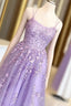 Lilac Formal Prom Dresses With Appliques, Long Princess Formal Prom Dresses, Formal Prom Dance Dresses, Formal Prom Dresses Long