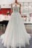 Long A-line Sweetheart Tulle Open Back Wedding Dress