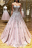 Long Lace Formal Prom Dresses with Corset Back, Long Lace Formal Evening Graduation Dresses