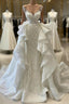 Long Mermaid Sweetheart Appliques Lace Wedding Dress With Detachable Train