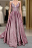 Long Formal Prom Dresses Glitter V Neck With Pockets