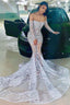 Long Sleeve Off The Shoulder Silver Black Girl Formal Prom Dresses Mermaid Sexy Illusion Beads Crystals Formal Evening Gowns Cheap