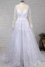 Long Sleeves Scoop Wedding Dress Princess Lace Bridal Gown