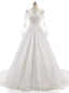 Long Sleeves V Neckline Backless Lace Appliques Wedding Gowns