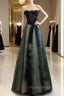 Lovely Green And Black Sweetheart Long Evening Dresses, A-Line Formal Prom Dresses Party Dresses