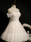 Lovely Ivory Tulle Straps Sweetheart Homecoming Dresses With Bow, Short Formal Prom Dresses Party Dresses